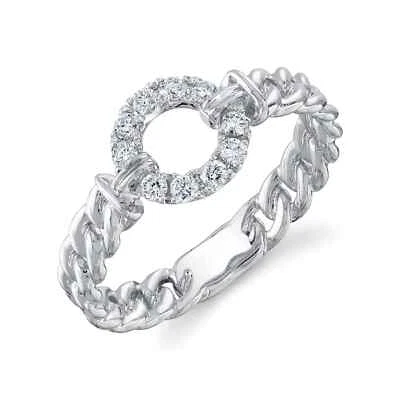 Sage Designs L.A. Diamond Open Circle Halo Link Ring 14K Weißgold 0.22CT - Bild 1 von 2