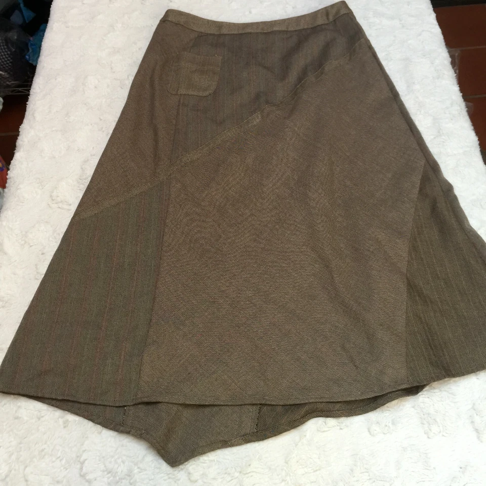 Falda midi asimétrica para mujer J.Jill tweed retazos línea A talla 6 verde oliva Foto 2 de 4