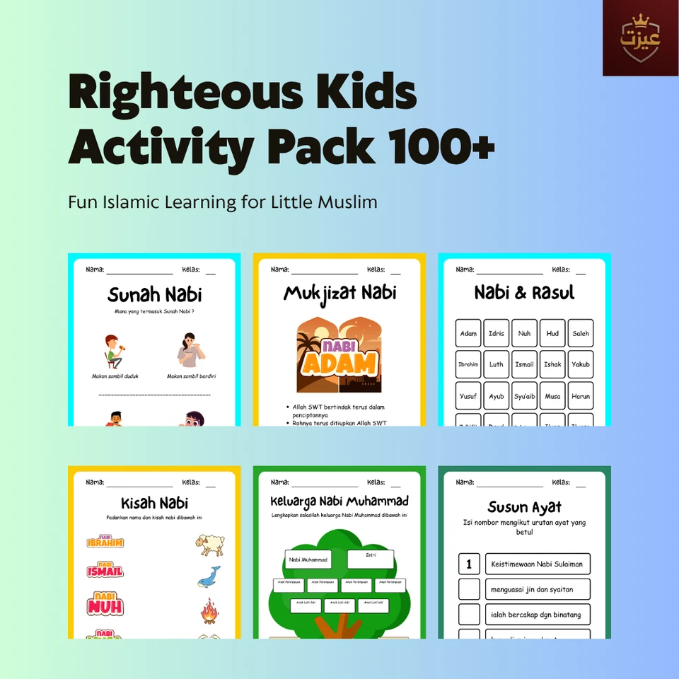 Righteous Kids Activity Pack 100+ Fun Islamic Learning for Little Muslim - Image 3 of 4