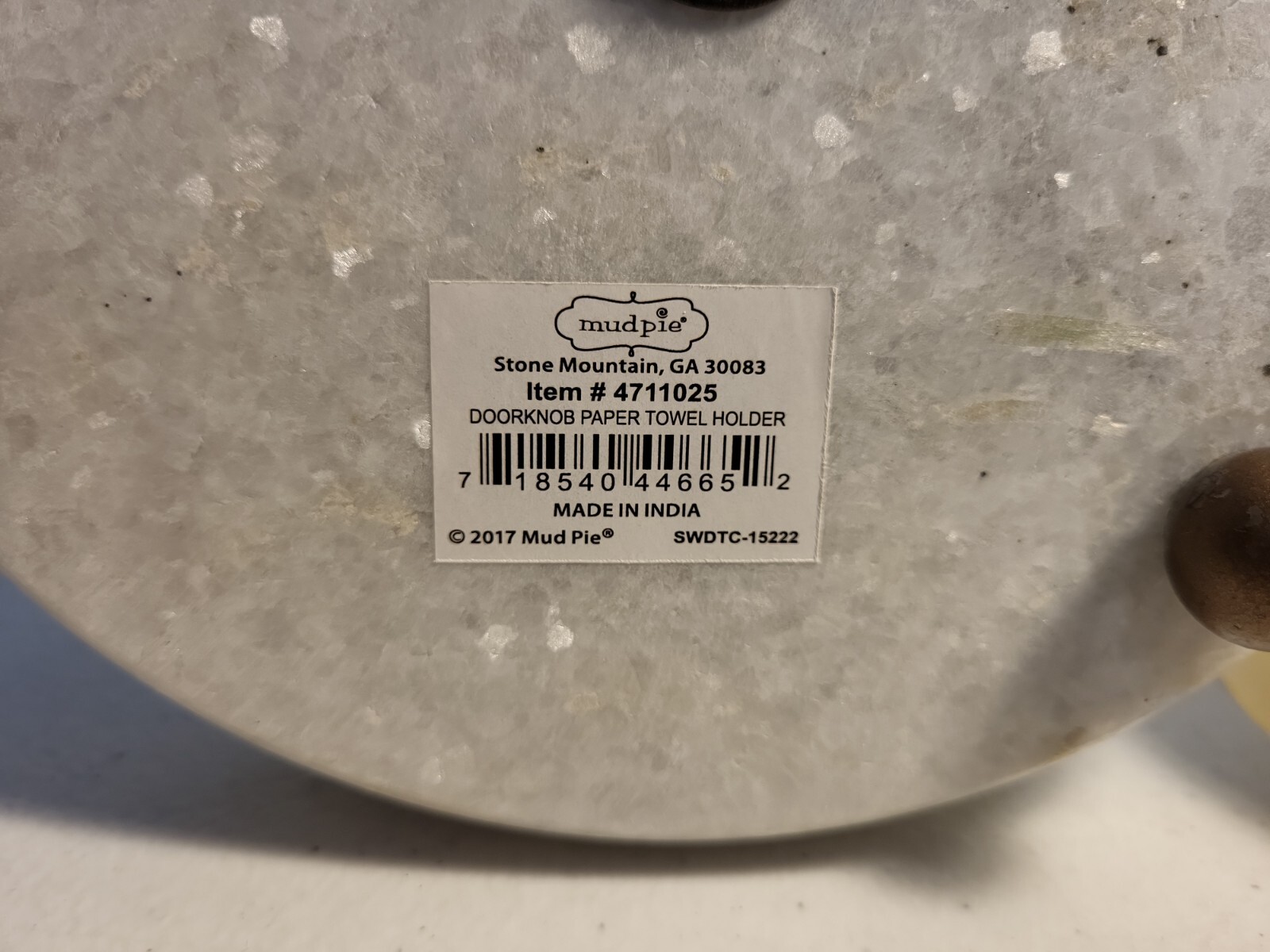 Mud+Pie+E8+Kitchen+Decor+Brass+Marble+Doorknob+Paper+Towel+Holder+