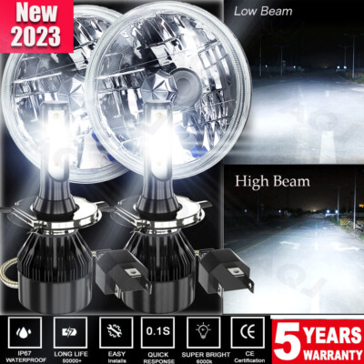 7 Inch Led Headlight Round Led Headlight Hi/Lo Beam White DRL Amber Halo Ring Compatible With Chevy Truck 3100 67 81 Camaro