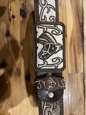 Western Cowboy Horse Rodeo Belt Brown Leather Hair Hand Made Hecho En Mexico 42