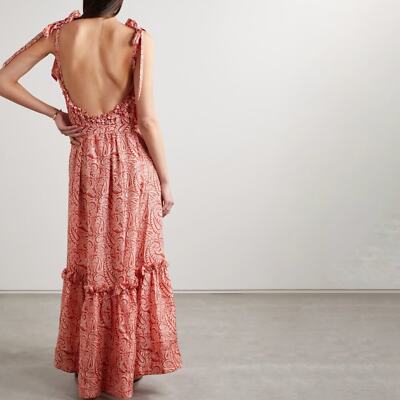 HANNAH Artwear Aubrie Pink Paisley Print 100% Silk Habotai Maxi Dress Size  US 6 | eBay
