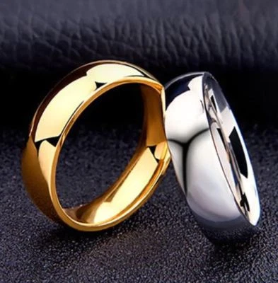 Fascia nuziale lucida oro giallo/bianco 18 carati 6 mm solida a forma di D UK N-Z1