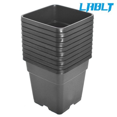 LABLT 5 Pack 10 Gallon Square Garden Container Plastic Nursery Plant Grow Pots