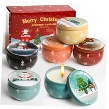 Christmas Scented Candles with Natural Soy Wax, Long Lasting 6 Pack