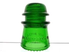 BRIGHT 7-UP GREEN HEMINGRAY-16 MADE IN U.S.A. Glass Telephone Toll Insulator