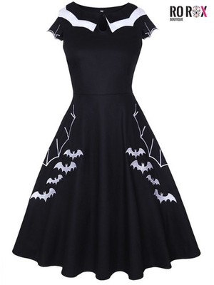 Ro Rox Thana Kleid Vampir Fledermaus Statement Kragen Gothic ausgestellt Retro