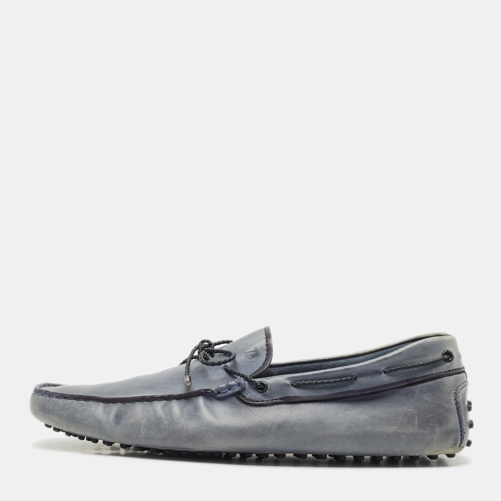 TOD’S Mocassini da guida Tods in pelle blu Gommino taglia 48