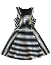 EXPRESS Sleeveless Fit And Flare Mini Dress Black & White Striped Punk Emo SMALL