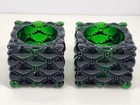 Vintage Fenton emerald green quilted votive candle holder pair READ