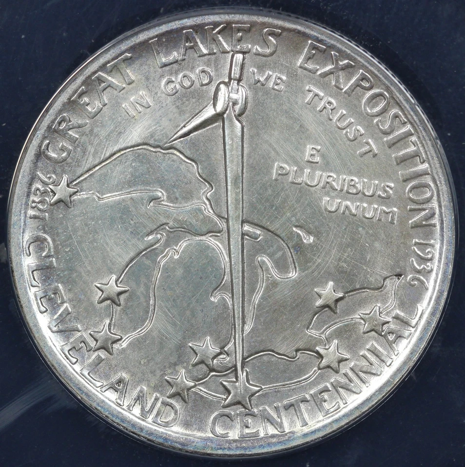 1936 50c Cleveland Silver Commemorative Half Dollar ANACS AU 55 Details Polished - Image 2 of 4