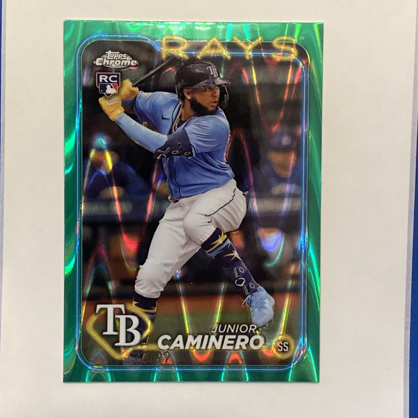 2024 Topps Chrome - Junior Caminero #213 Green Raywave Refractor /99 (RC)