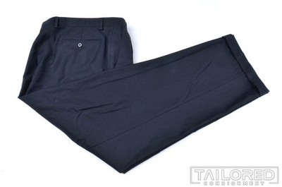 ZANELLA Brent Solid Blue 100% Wool Mens Luxury Pleated Pants Trousers - 38