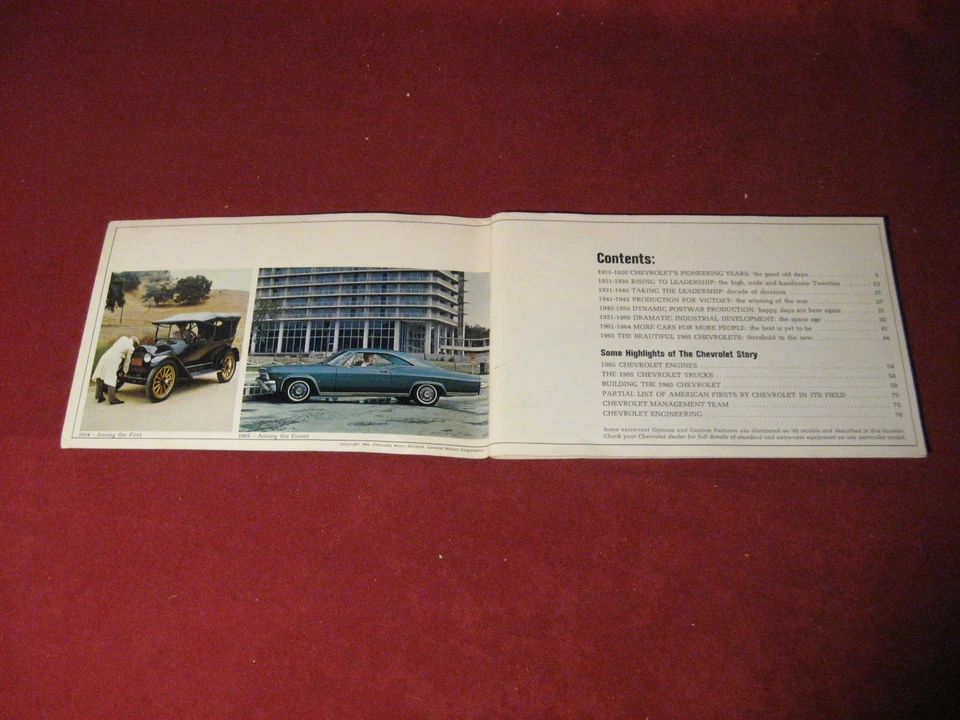 Folleto de ventas Chevy Story 1911-1965 catálogo antiguo original Foto 2 de 4