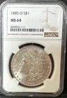 1885-O Morgan Dollar NGC Certified MS64
