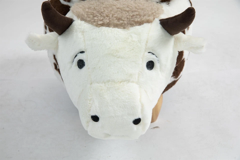 Happy Cow Storage Ottoman with brown and white soft fur - Image 4 of 4