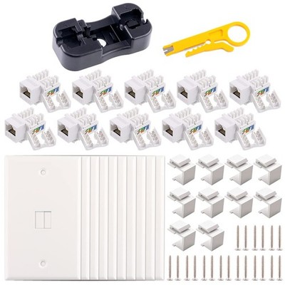 32 Pack Cat6 RJ45 Keystone Jack Set Module Connector Wall Plate Inserts