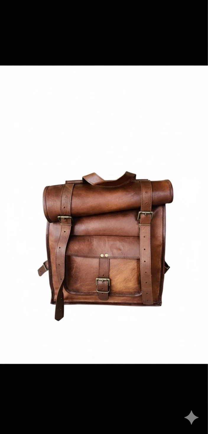 Goat Leather Backpack Bag Laptop Vintage Brown Genuine Travel