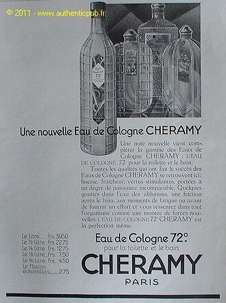 PUBLICITE CHERAMY EAU DE COLOGNE 72° OFFRANDE CAPPI JOLI SOIR DE 1927 FRENCH AD - Photo 1/1