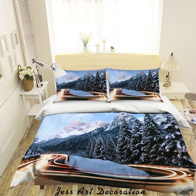 3D Forest River Landscape Quilt Cover Set Bedding Sets Pillowcases Queen