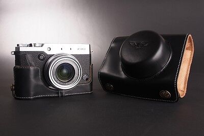 Handmade Genuine real Leather Full Camera Case bag cover for FUJIFILM X30 Bottom Opening Version Black color Handmade Genuine real Leather Full Camera Case bag cover for FUJIFILM X30 Bottom Opening Version Black color