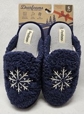 Dearfoams Women's Shay Scuff With Snowflake Applique Slippers Size S 5-6 /New