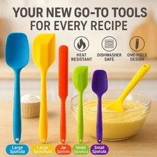 Silicone Spatula Set 5PCS Heat Resistant Baking Cooking Utensils Dishwasher Safe