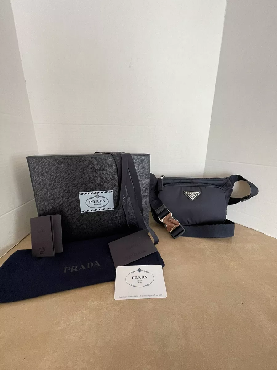 Prada Re-Nylon and Saffiano leather shoulder bag Bleu *New*