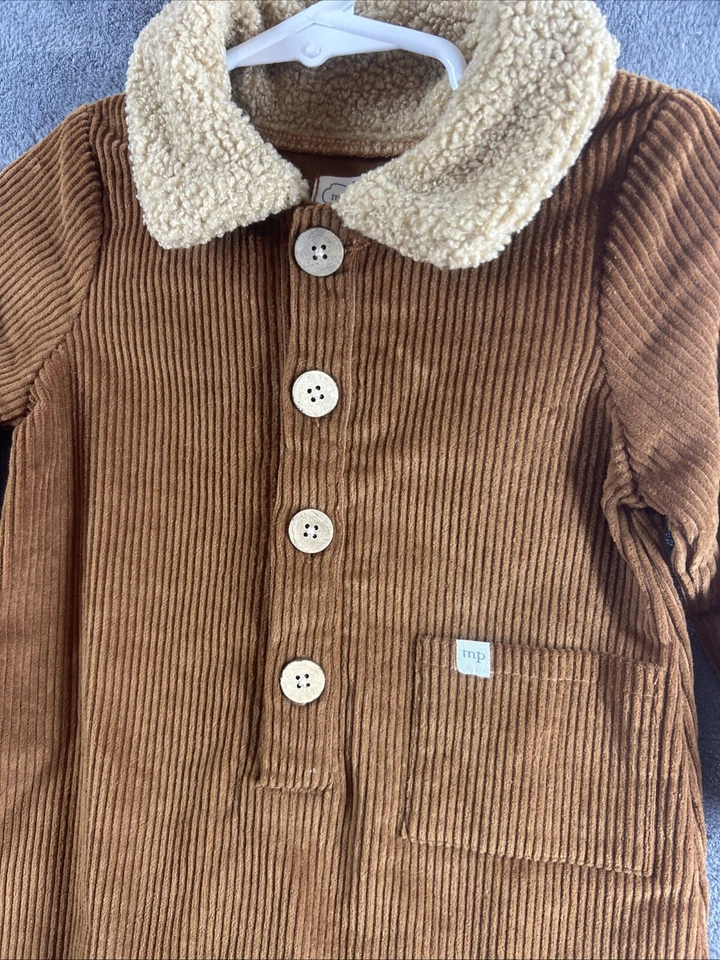 Mud Pie Bebé Niño 9-12m Pana Una Pieza Marrón Nuevo Con Etiquetas Foto 3 de 4