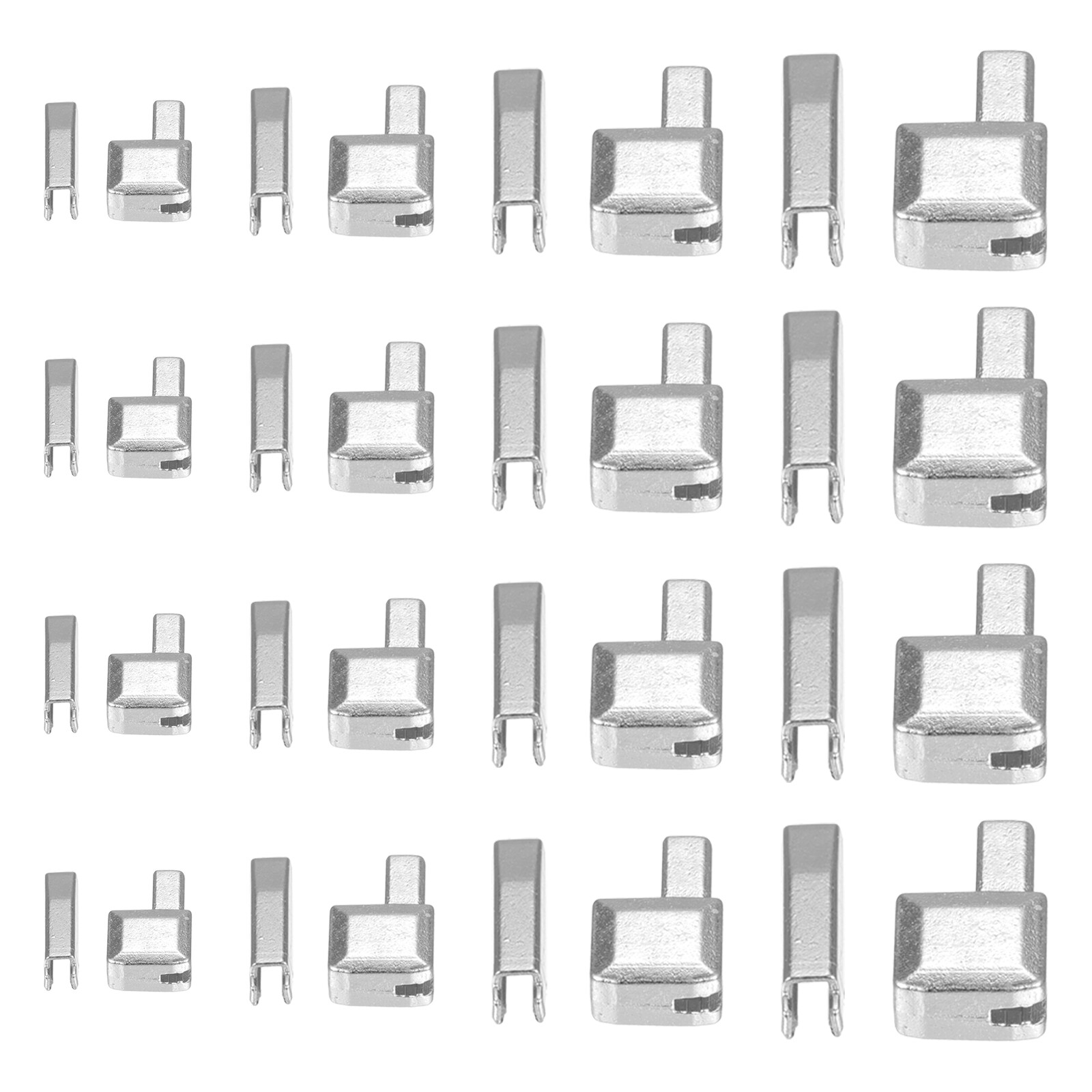 4Set Zipper Repair Kits, 4Sizes Retainers Box & Insertion Pins (Silver Tone)