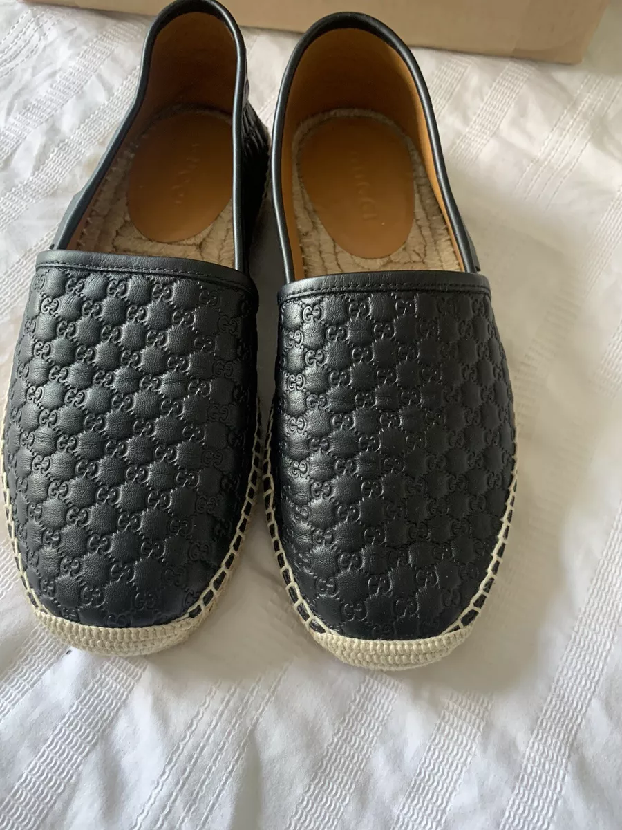 Gucci espadrilles black leather clearance
