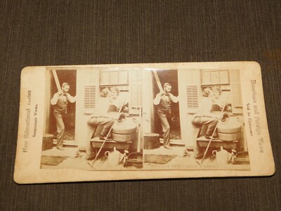 VINTAGE STEREOVIEW STEREOSCOPE CARD FUNNY THINGS SEEN AND UNSEEN