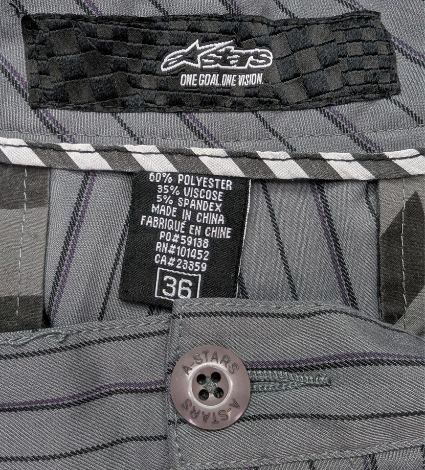 Vintage Alpinestars Mens Shorts 36 Gray Striped 10.5" Inseam 12.5" Rise 5 Pocket - Image 2 of 4