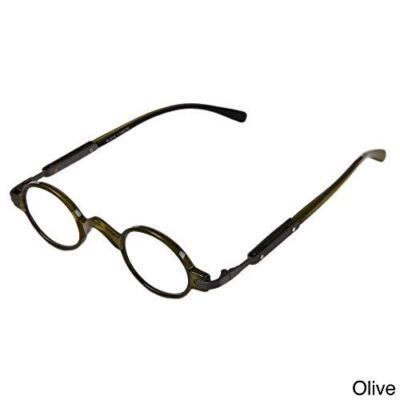 Hot Optix Unisex Retro Oval Plastic/Metal Reading Glasses Olive/Gunmetal Green 3