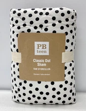 NEW Pottery Barn TEEN Classic Dot STANDARD Quilted Sham~Black & White