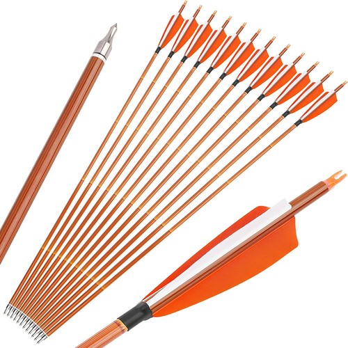 30" Archery Carbon Arrows SP500 4" Feather Traditional Recurve Bow Hunting Shoot - Picture 7 of 17