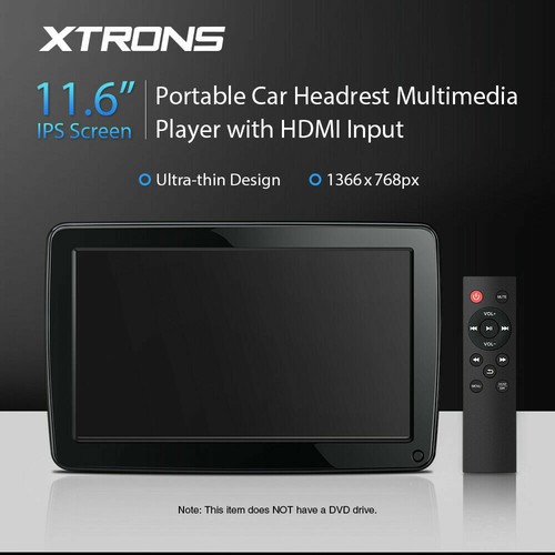 1Pair 11.6" IPS Screen Car Headrest Monitor HMDI USB 1080P + IR White Headphones - Picture 5 of 12