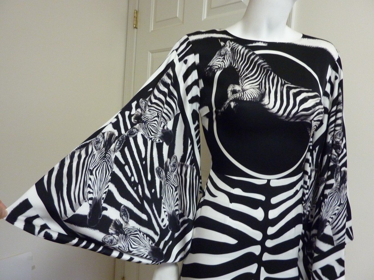 DOLCE & GABBANA Zebra-Print Charmeuse Midi Dress Size:36/0 DOLCE & GABBANA Zebra-Print Charmeuse Midi Dress Size:36/0