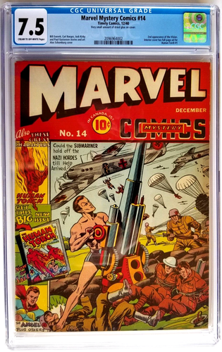 MARVEL MYSTERY COMICS #14 CGC VF- 7.5 TIMELY 1940 SCHOMBURG NAZI WWII ...