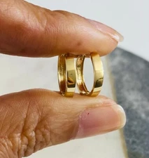 14K Solid Yellow Gold Hoop Huggie Earrings,  2.5mm x  14mm - ER228