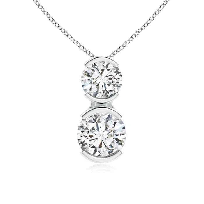 ANGARA Semi Two Stone Diamond Pendant Necklace in 14K Gold HSI2