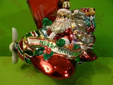 Christopher Radko Peppermint Flyer Glass Ornament