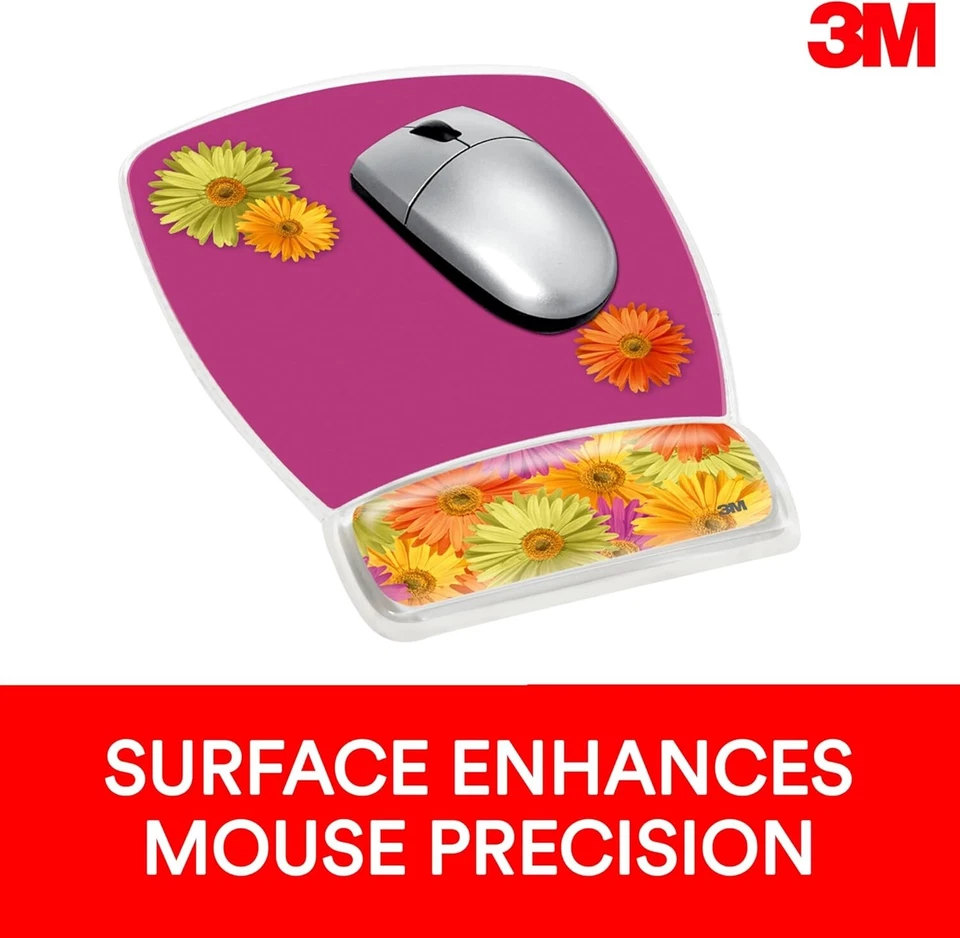 3M Precise Mouse Pad with Gel Wrist Rest Daisy Design - Image 2 of 4