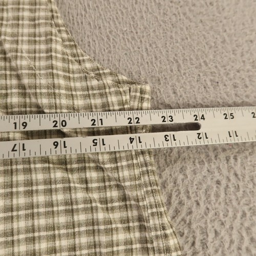 Cardigan Vest Mens XL Green Gray Check 100% Cotton Hopsack Pockets NEW - Picture 9 of 10
