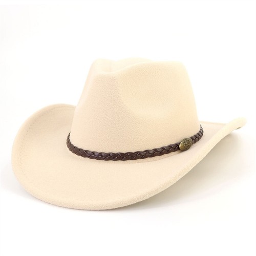Men's Women's Classic Western Cowboy Cowgirl Belt Fedora Hat Outdoor Wide Brim - Bild 17 von 18