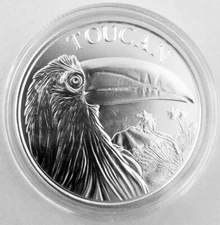 1 Oz .999 Fine Silver round 2023 Tuscan Bird with Tropical Volcano & Trees New
