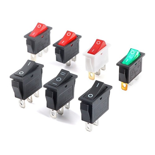 Rectangular Latching Neon Rocker Switch I/O 3 Pin Red Green Blue KCD3 31x13.5mm - 第 1/8 張圖片