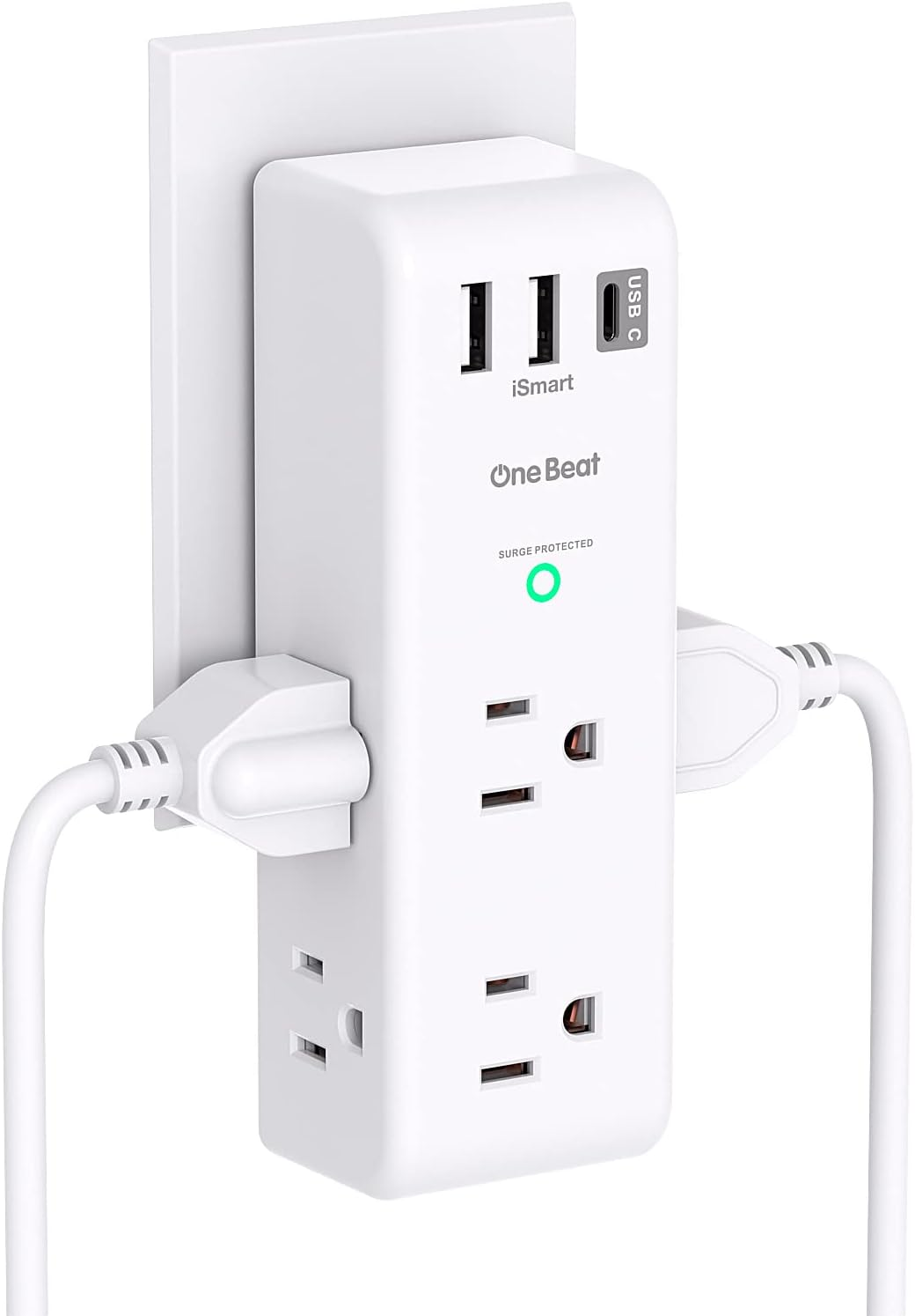 Surge Protector Outlet Extender with Rotating Plug, 6 AC Multi Plug Outlet USB-image
