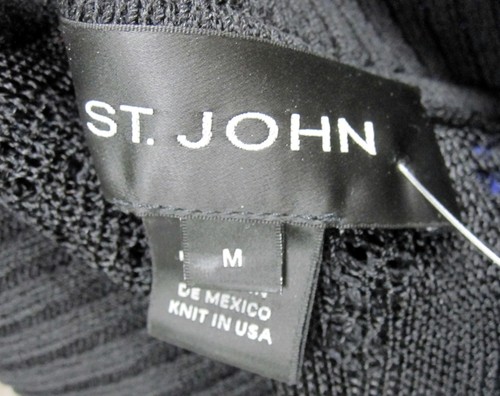St. John Knit NWOT Black Open Stitch Snap JACKET SZ M - Picture 5 of 7